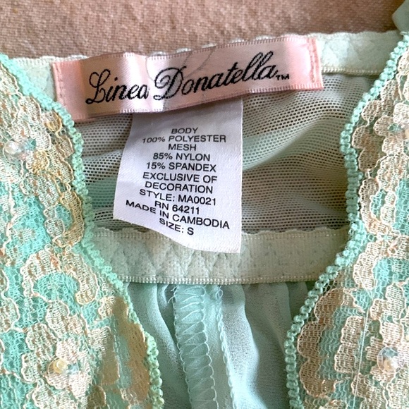 Elegant mint green floor length chemise nightgown.  Linea Donatella size small - Picture 5 of 10